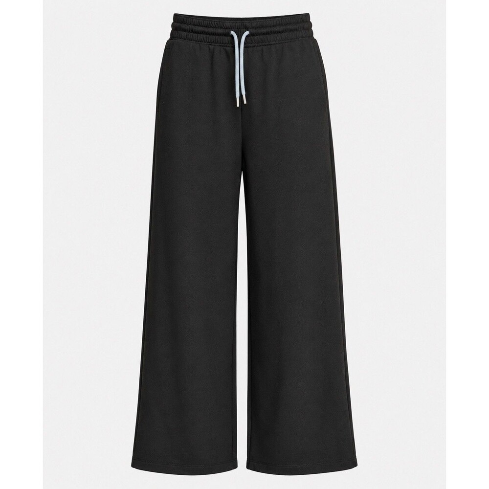 ZENANA Womens Wide Leg Pants M Black Pull On Drawstring Stretch Lounge Casual